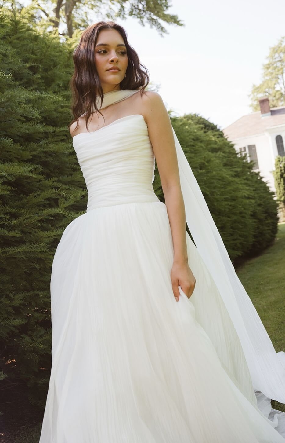 Model wearing a jenny yoo collection gown